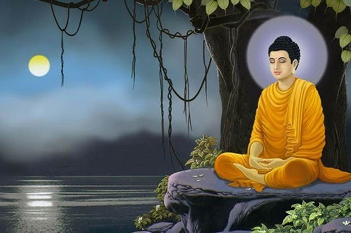 A person sitting in a lotus position
Description automatically generated